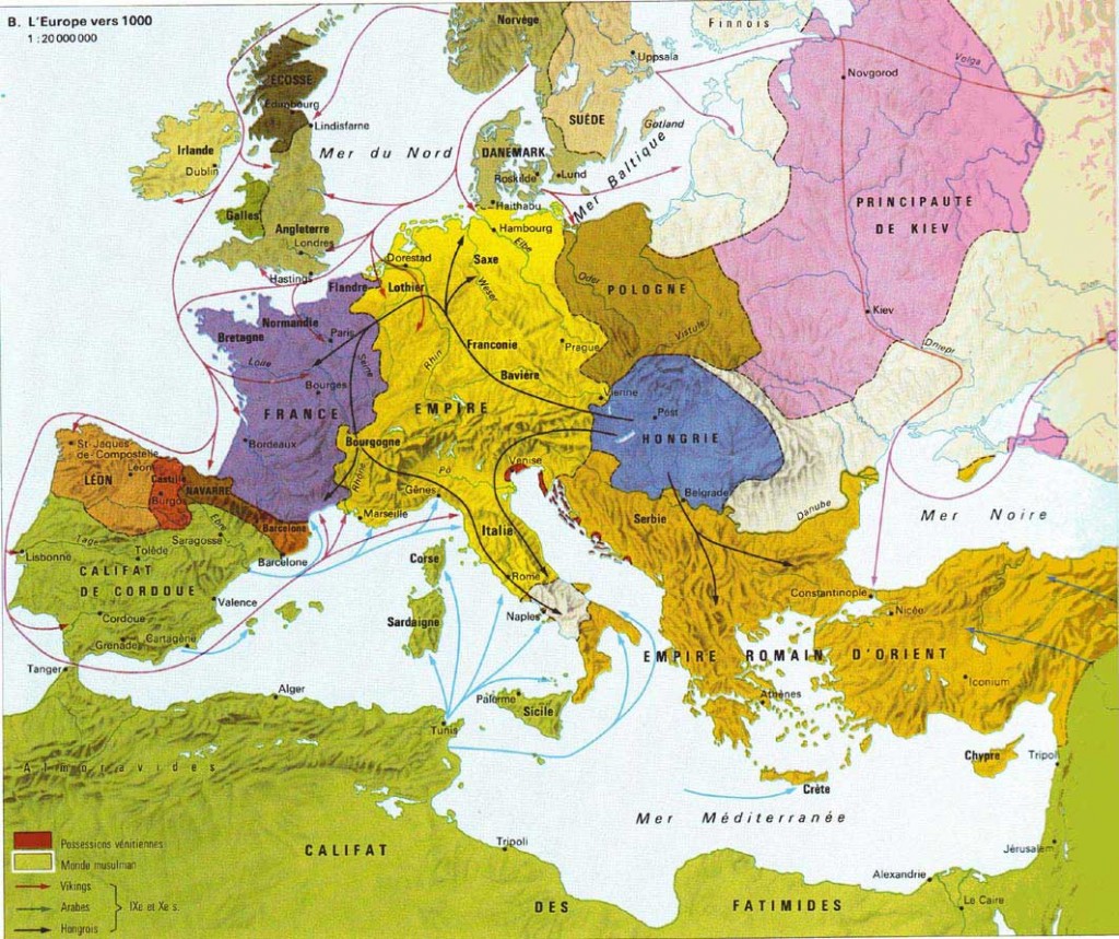 Carte de l'Europe en l'an mil - source djinfizz.files/